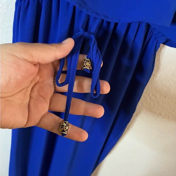 NERLEROLIAN Women's Adjustable Strappy Split Summer Casual Midi Dress Blue S - Picture 5 of 9